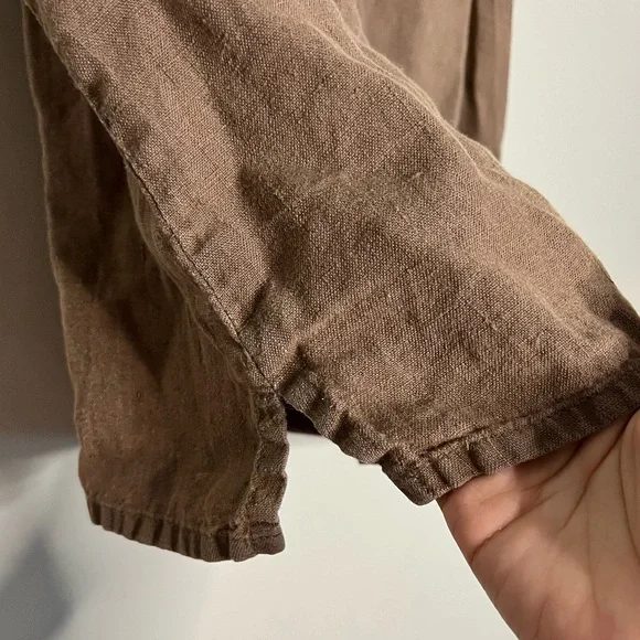 Flax by Jeanne Engelhart 100% Linen Sleeveless brown round neck top - Picture 3 of 9